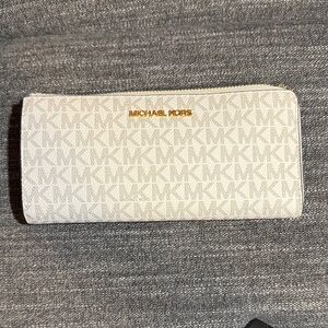Michael Kors Cream Monogram Zip Wallet
